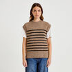 Pull sans manches marron femme