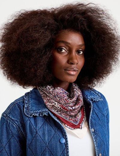Foulard satin&eacute; soyeux bordeaux femme