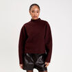 Sweat col montant rouge fonc&eacute; femme
