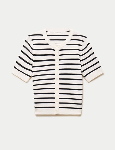 Gilet ajust&eacute; manches courtes fin blanc femme