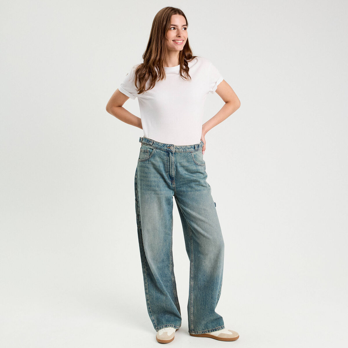 Jeans wide leg carpenter denim dirty femme