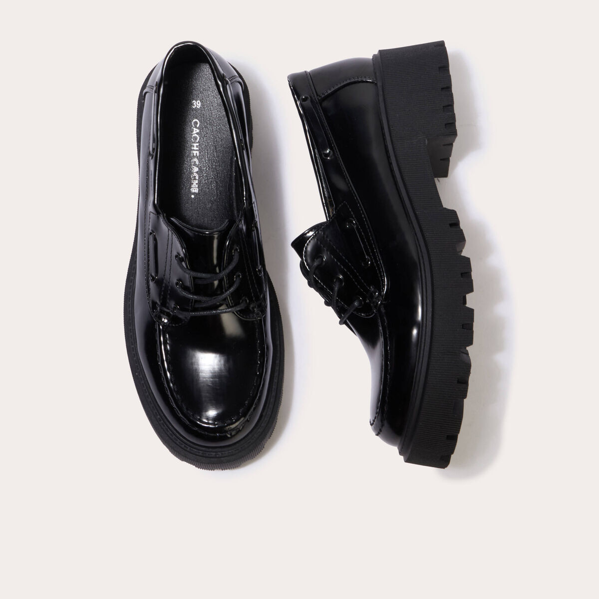 Mocassins &agrave; talon noir femme