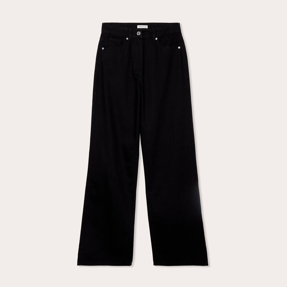 Jeans wide leg taille haute denim noir femme