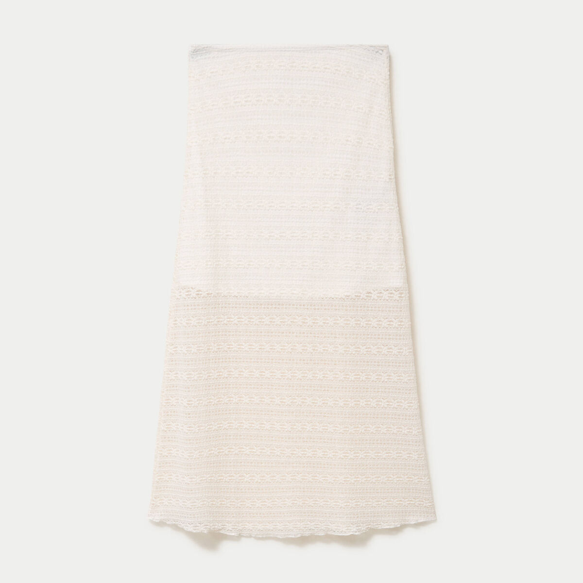 Jupe longue droite en dentelle ecru femme