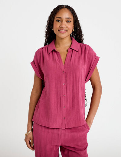 Blouse manches courtes prune femme