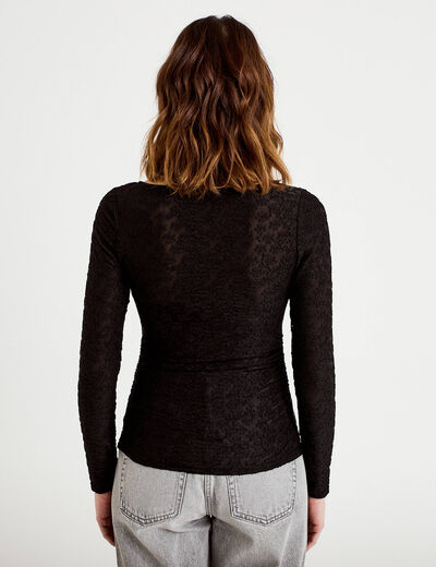 T-shirt motif en relief noir femme