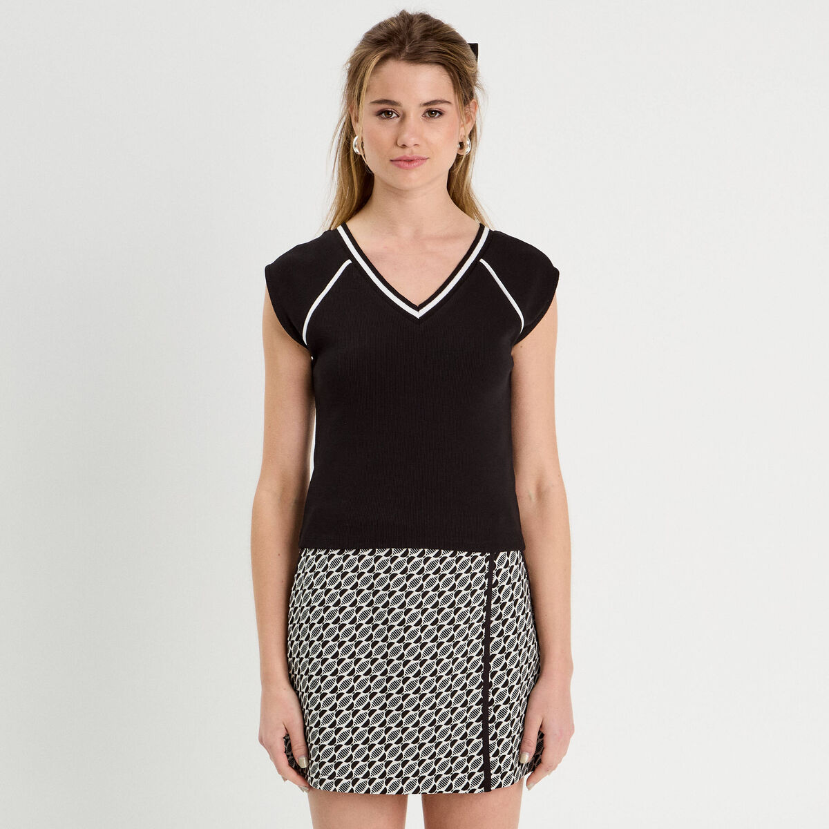 T-shirt manches courtes noir femme