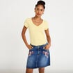 Jupe droite courte en jean denim stone femme