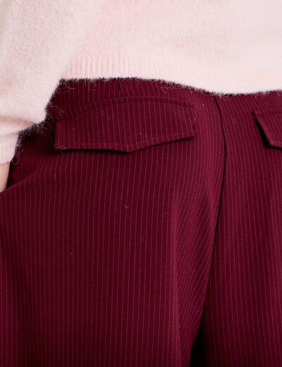 Pantalon large &agrave; pinces bordeaux femme