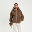 Veste bas resserr&eacute; &agrave; capuche marron femme