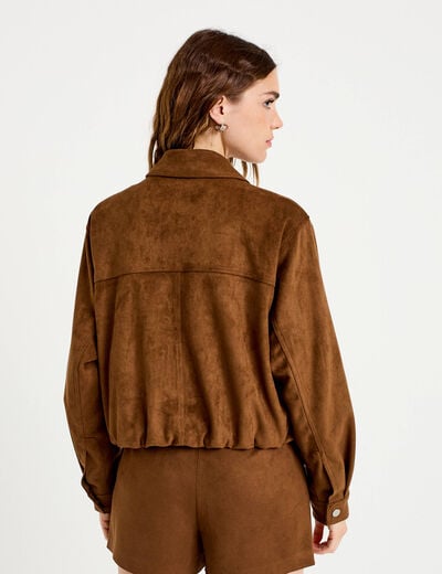 Jupe-short courte aspect daim marron femme