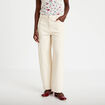 Jeans barrel broderie taille basse ecru femme