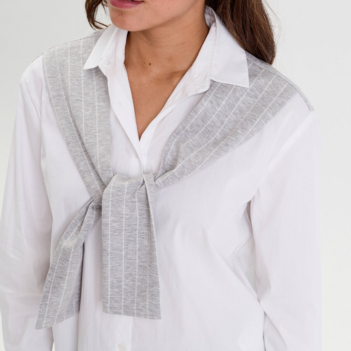Chemise oversize manches longues blanc femme