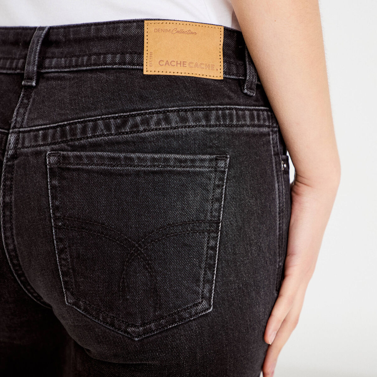 Jean bootcut taille basse denim snow noir femme
