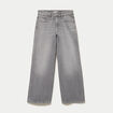 Jean wide leg taille basse denim gris clair femme