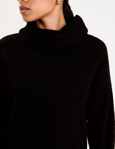 Pull avec col roul&eacute; noir femme