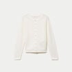 Gilet ajour&eacute; manches longues dentelle ecru femme