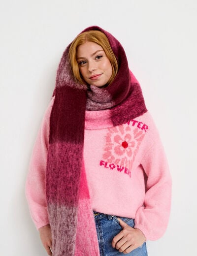 &Eacute;charpe plaid bordeaux femme