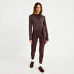 Cache-coeur droit manches longues marron clair femme