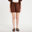 Short regular contenant du lin marron femme