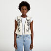 Gilet droit court sans manches ecru femme