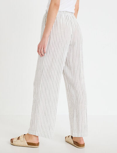 Pantalon large taille standard blanc femme