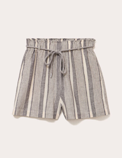 Short regular contenant du lin blanc femme