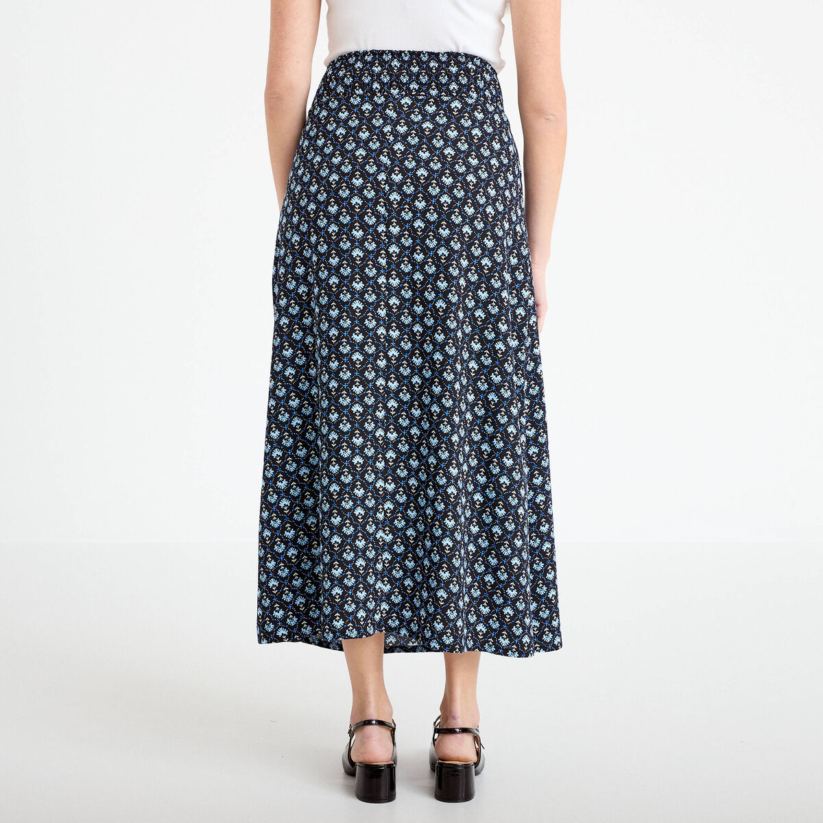 Jupe longue fluide noir femme