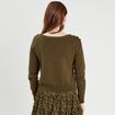 Pull avec boutons &eacute;paules vert kaki femme