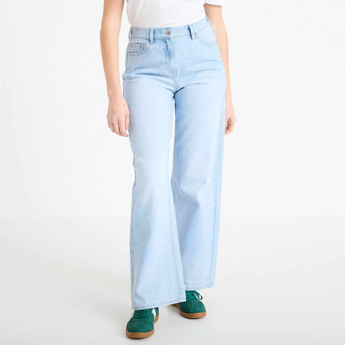 Jean wide leg taille standard denim triple stone femme