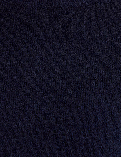 Pull col chemise manches longues bleu marine femme