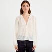 Blouse maille fantaisie ecru femme