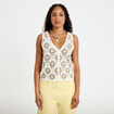 D&eacute;bardeur crochet boutons ecru femme