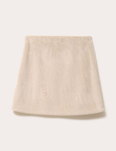 Jupe droite fausse fourrure sable femme
