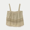 Top &agrave; bretelles broderie vert kaki femme