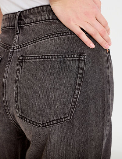 Jeans wide leg taille haute denim noir femme