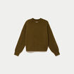 Pull col rond vert olive femme