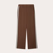 Pantalon large bandes c&ocirc;t&eacute;s marron fonc&eacute; femme