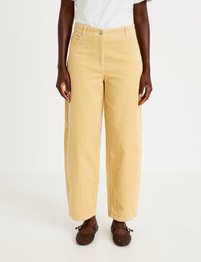 Pantalon large en velours jaune femme