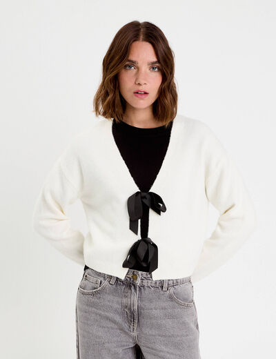 Gilet nou&eacute; ecru femme