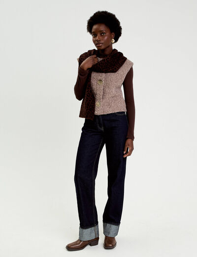 Gilet sans manches effet polaire taupe femme