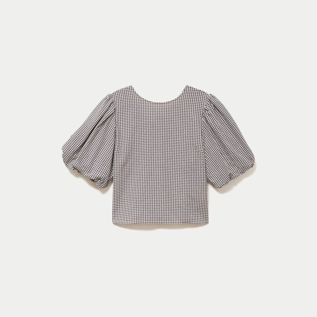 Blouse effet boule manches courtes bleu femme