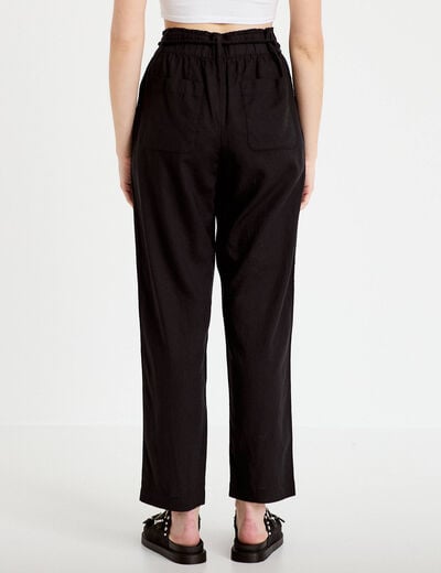 Pantalon droit 7/8&egrave;me taille haute noir femme