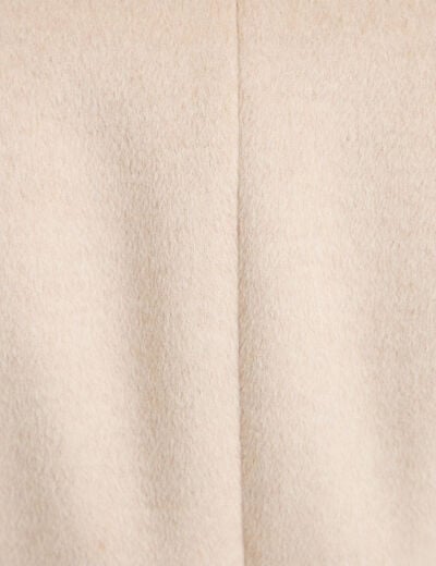 Manteau cintr&eacute; col ch&acirc;le manches longues beige femme