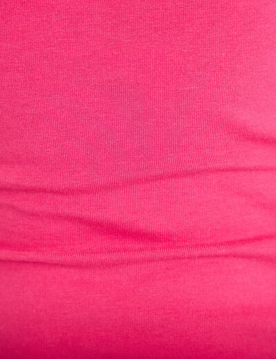 T-shirt ajust&eacute; court col rond rose fushia femme