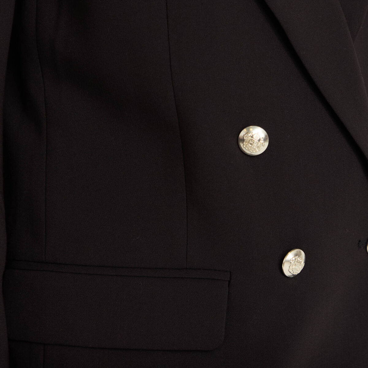 Blazer col tailleur manches longues noir femme