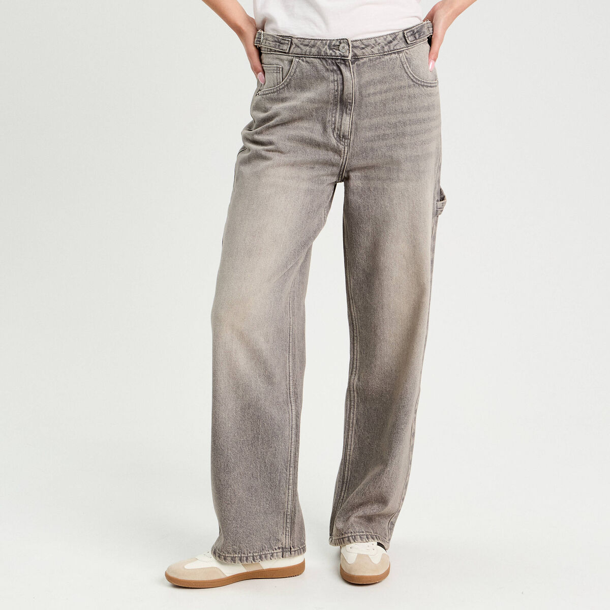 Jeans wide leg carpenter denim gris femme