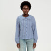 Blouse col claudine bleu roi femme