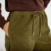 Pantalon bootcut taille standard velours vert kaki femme