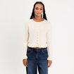 Gilet manches longues ecru femme